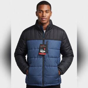 ZeroXposur Men's Quilted Puffer Jacket Blue Black Size L NWT Full Zip Winter